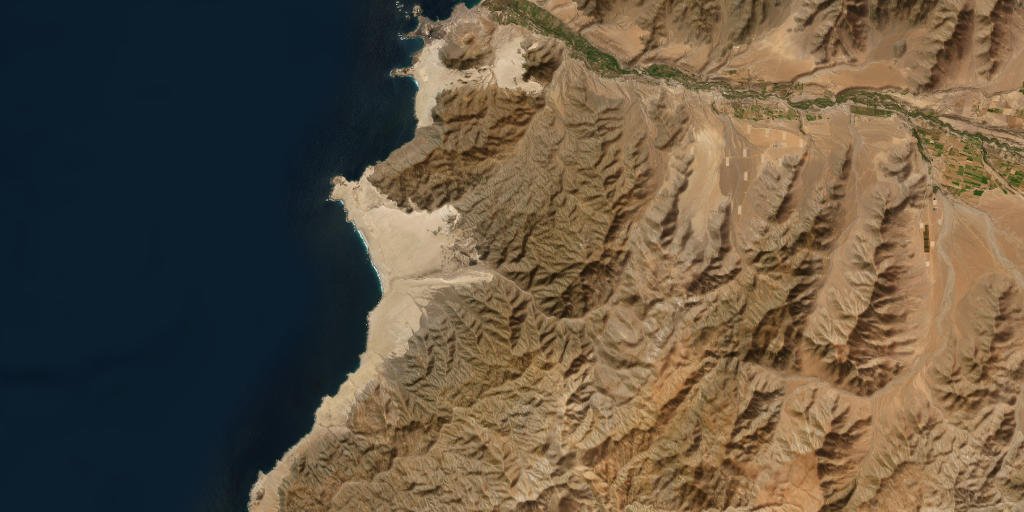 Imagen satelital de la zona Huasco-Freirina, Atacama